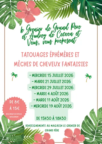 Ephemeral tattoos and fancy hair pieces at Grenier de Grand Père_Le Corbier